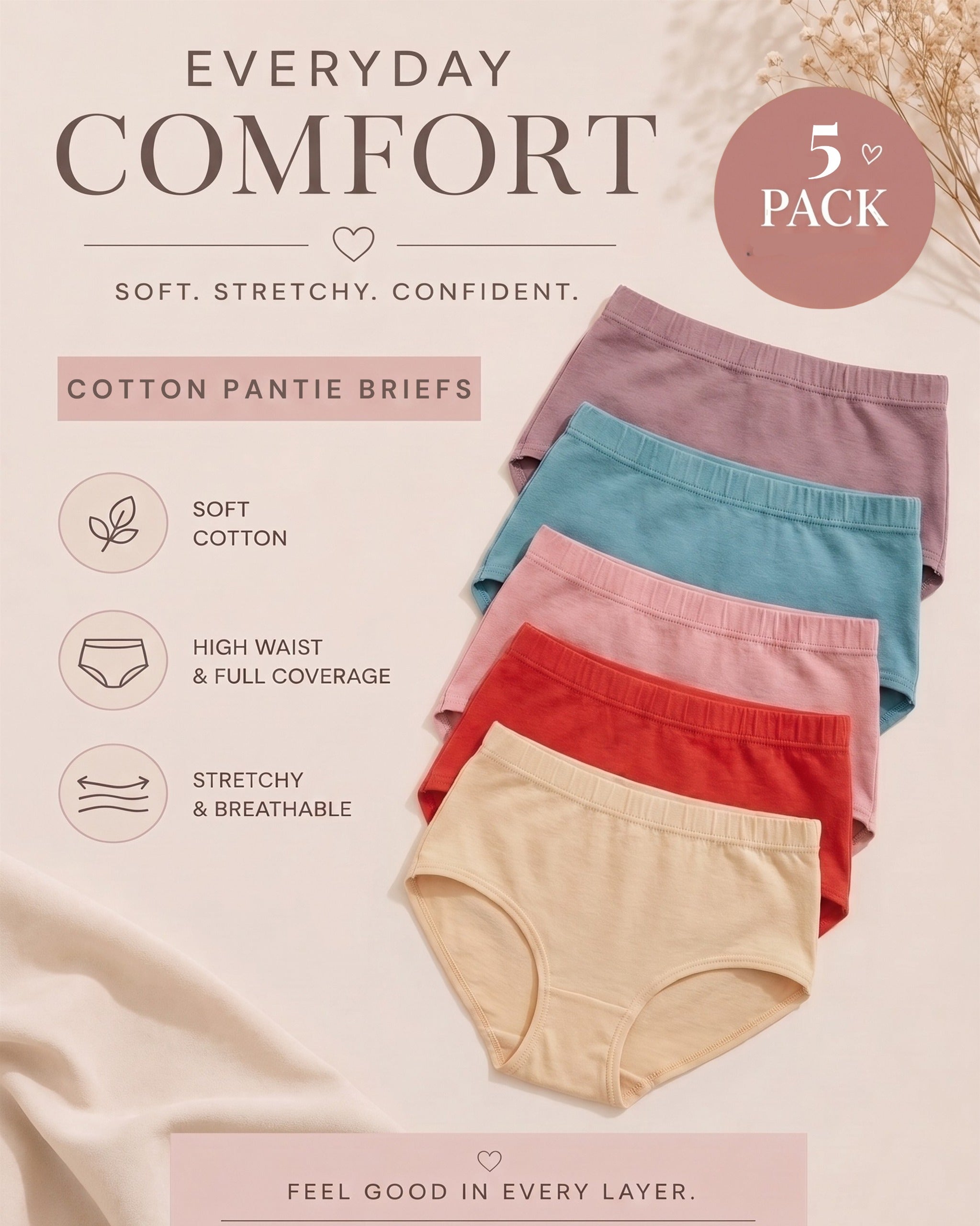 From busy mornings to relaxing evenings, these cotton pantie briefs are designed to give you the softness, stretch, and coverage you need every day.