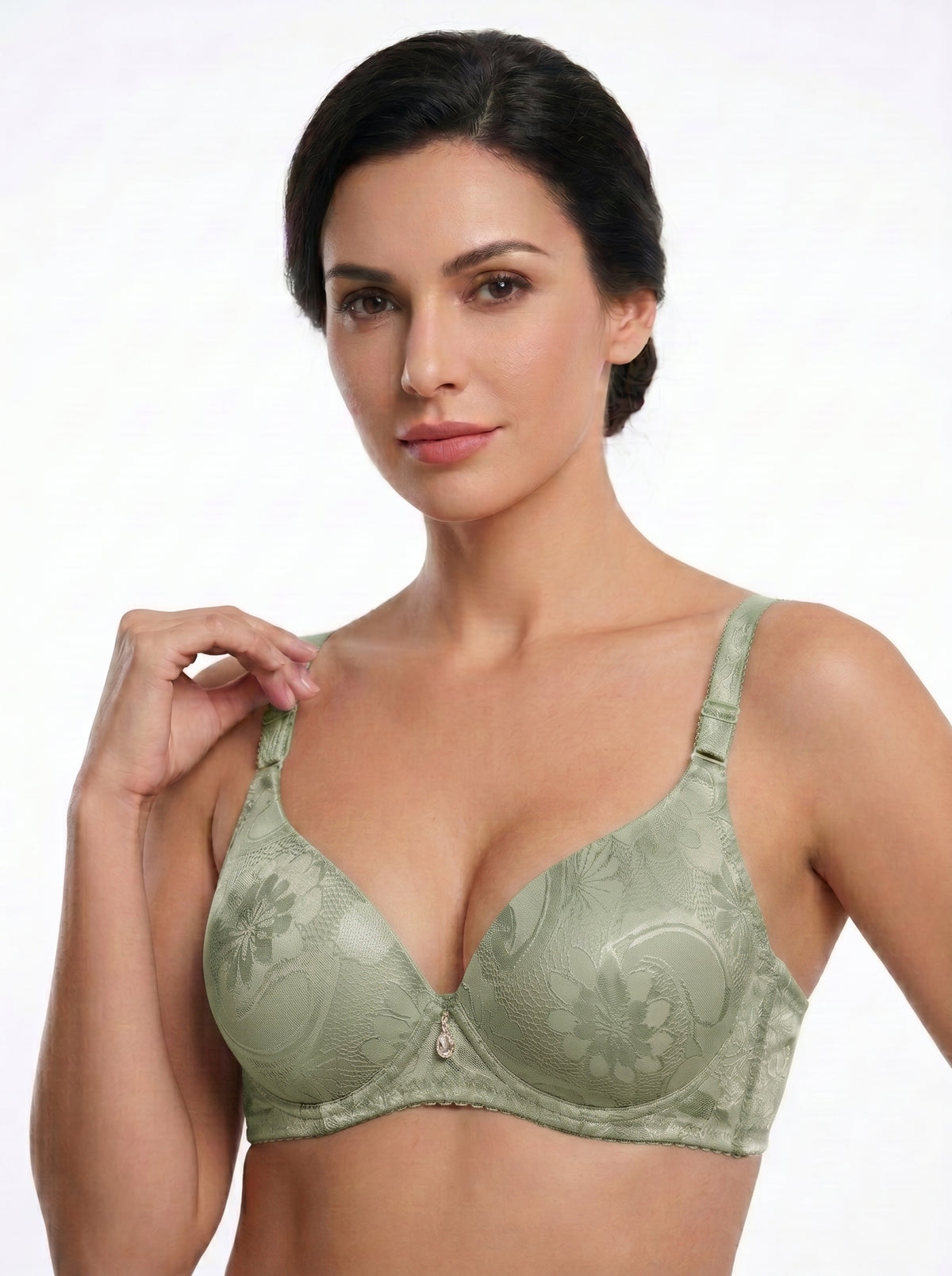 Luna self print non wire bra Green